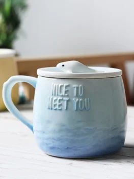 

Beautiful Creative Blue Ceramic Porcelain Small Large Mug Personalized Nordic Style Handmade Mug Tazas Kids Ceramic Mugs II50MKB