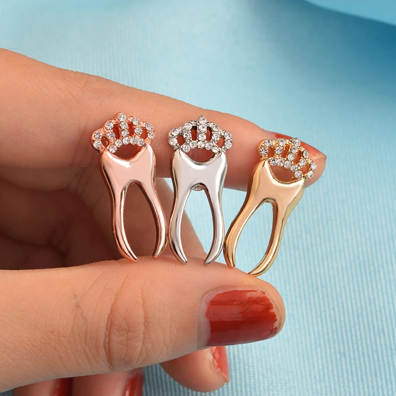 

Medical pin Gold silver uterus tooth stomach microscope metal pins zircon pearl badges brooches Lapel pin Shirt bag jewelry gift