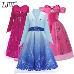 Платье принцессы Анны и Эльзы для маленьких девочек, высокое качество, нарядная детская одежда Золушки для рождественской вечеринки