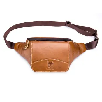 

Retro Genuine Leather Fanny Chest Bag for Men Casual Waist Belt Pack Male Multi-function Purse Zipper Shoulder Crossbody Bags