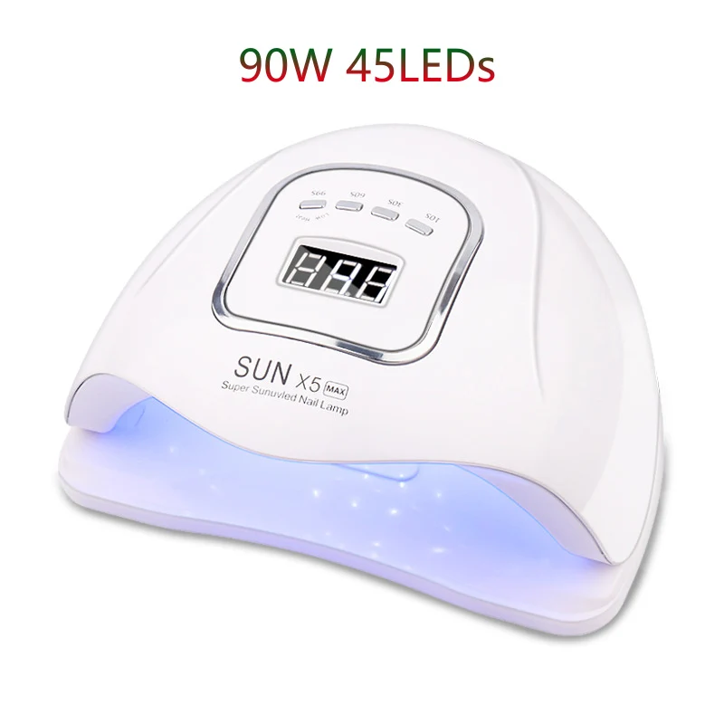 Conduziu a Lâmpada do Unha Secador de Unhas Conduziu a Lâmpada de Secagem Todo o Gel Sensor de Movimento Salão de Beleza Elétrico Unha Polonês Manicure Pedicure Lâmpada 90w uv 45