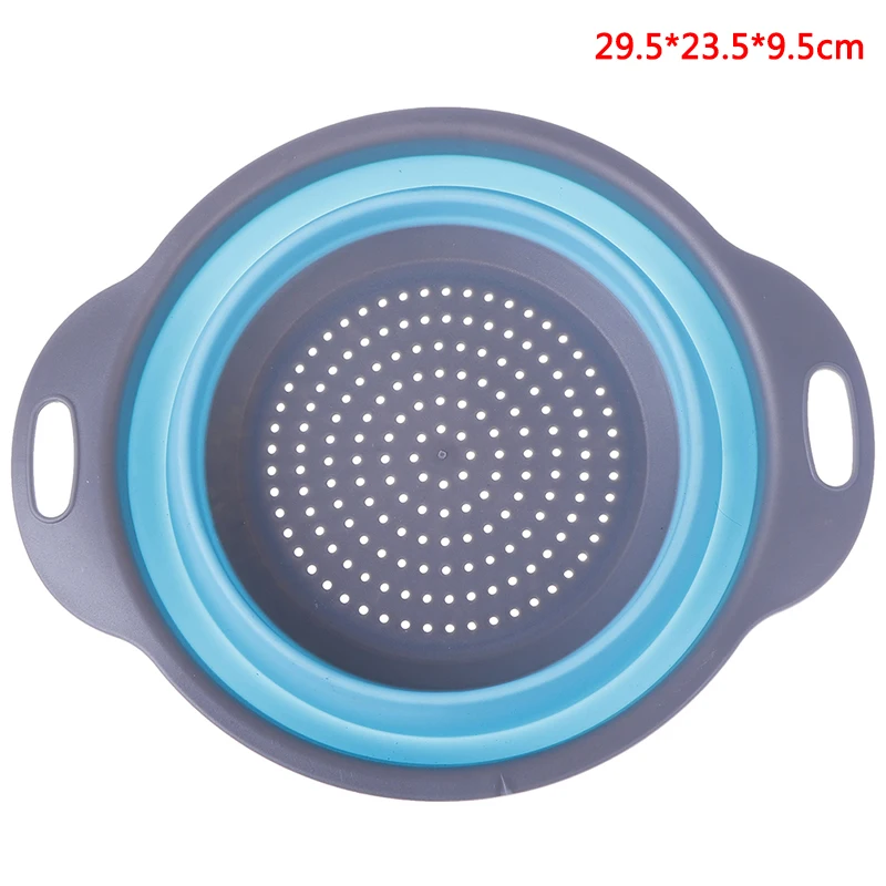 Foldable Silicone Colander Fruit Vegetable Washing Drain Strainer Basket Strainer Collapsible Colander With Handle Kitchen Tools - Цвет: BLL