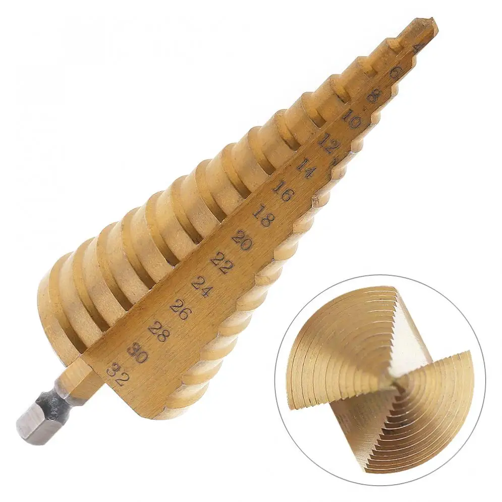 432mm Hss Step Drill Bit Triangle Shank Step Drill Pagoda Metal Steel