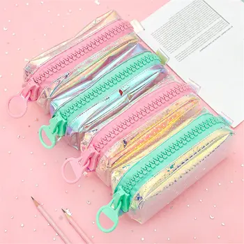 

1pc Transparent Pencil Bag Cartoon Pig Mermaid Black Box Portable Cosmetic Bag Stationery Pen Holder School Office Supplies