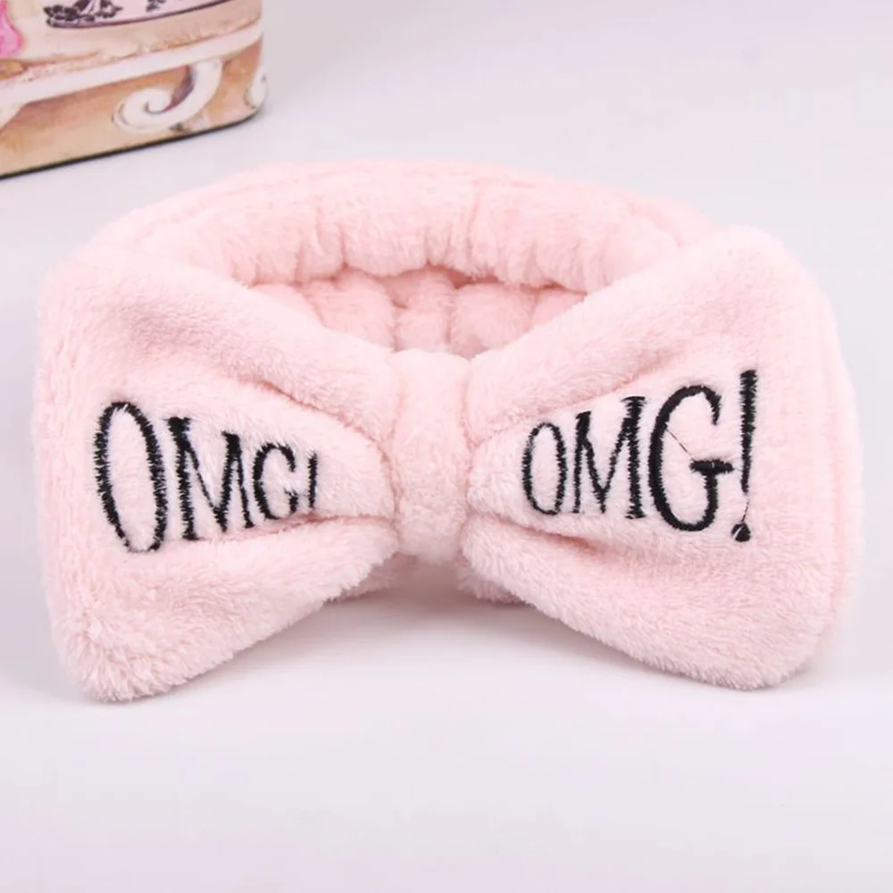 8 Новинка OMG буквы коралловый флис мытье лица ободок с бантиком для женщин девушек держатели головных уборов резинки для волос аксессуары для волос в виде тюрбана - Цвет: 8