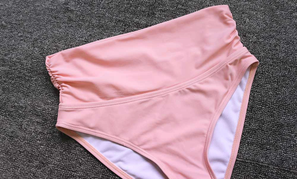 Сексуальное розовое бикини с высокой талией и пуш-ап, бандажный купальник, женский купальник с кисточками, пляжная одежда, купальный костюм
