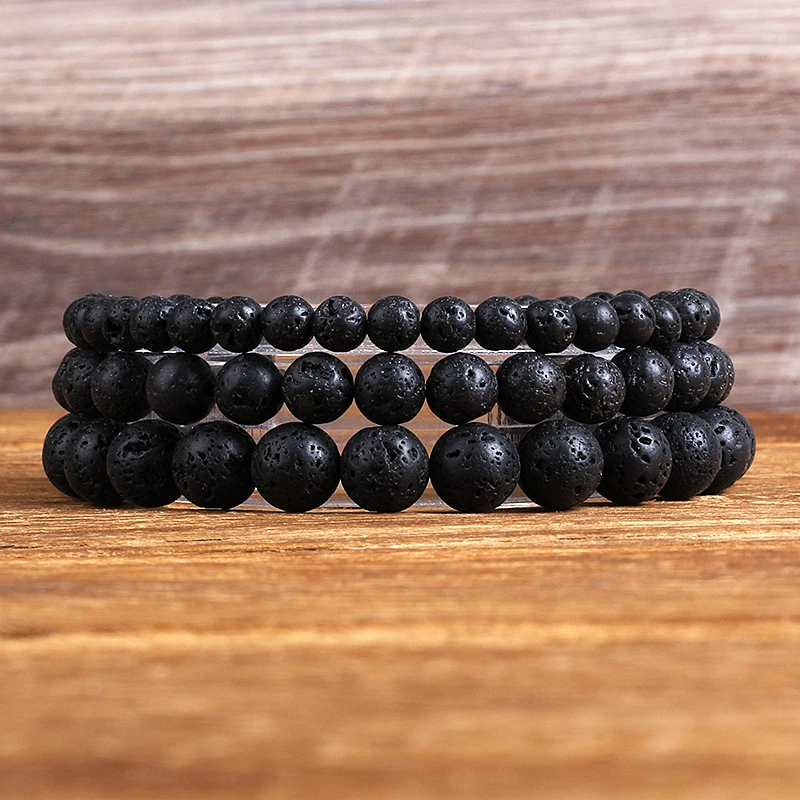 ANTES DE CRISTO. Embajada Articulación Pulsera de cuentas de piedra volcánica Natural para hombre y mujer,  brazalete difusor de aceites esenciales de aromaterapia, color negro,  4/6/8/10mm|Pulseras de hilo| - AliExpress