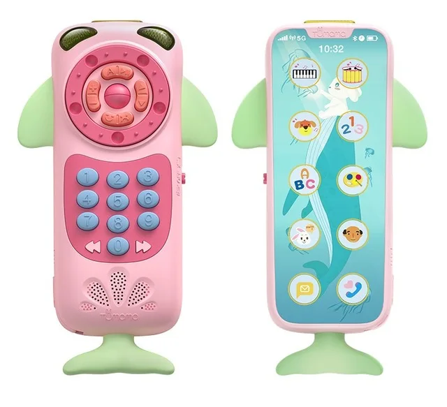 TUMAMA детские музыкальные игрушки детские телефон игрушка удаленный телефон Ранние развивающие игрушки электрические цифры обучающая игрушка для детского подарка - Цвет: Розовый