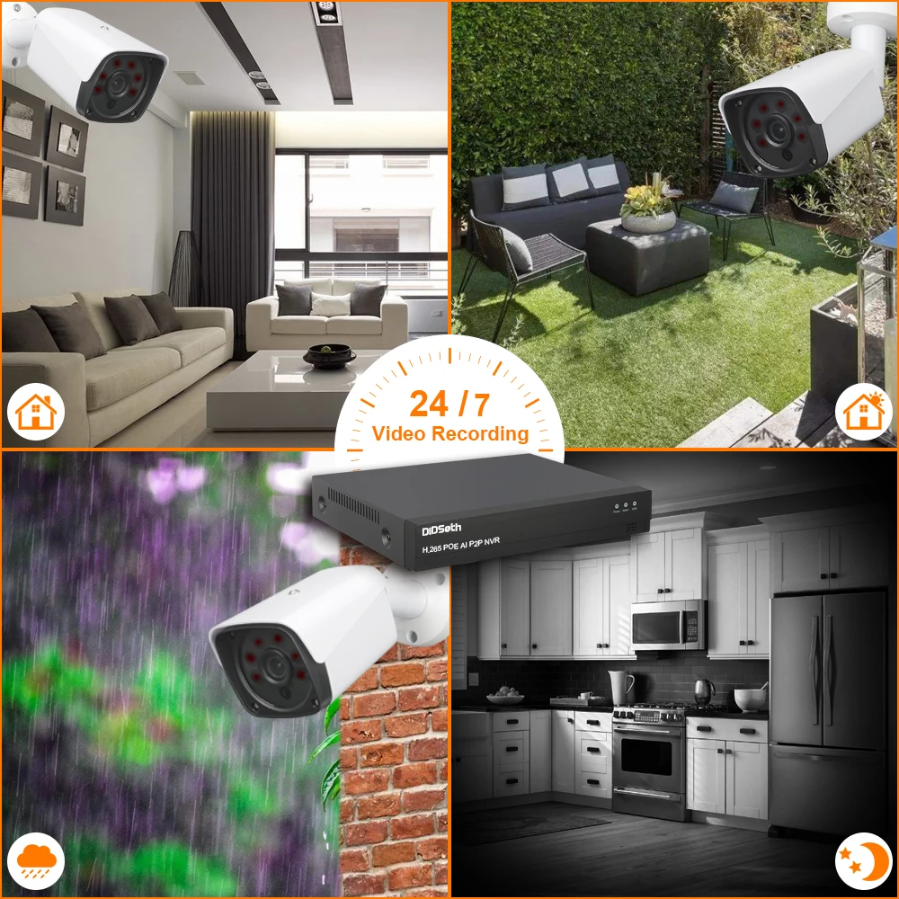 DIDSeth 4CH HD 1080P POE CCTV видео NVR система 4 шт. 2MP POE ip-камера для улицы, водонепроницаемая Домашняя безопасность, комплекты видеонаблюдения