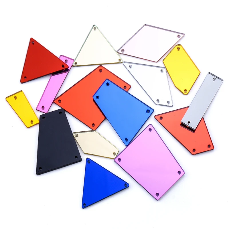  Mixed Size 30pcs 4Colors Acrylic Mirror Sew On Rhinestones Irregular Acryl Mirror Sew On Stones Cry - 32945650540