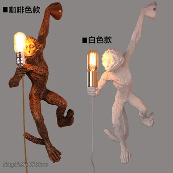 

SELETTI Modern Black Monkey Lamp Hemp Rope Pendant Lights American Country Resin Loft Industrial Hanging Luminaire Home Decor