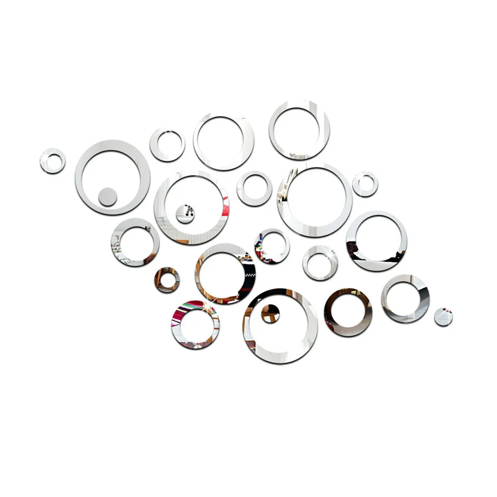 

23pcs 3D Circles Mirror Wall Sticker Living Room Background Wall Vinyl Mural DIY Decal Home Window Glass Decoration Removable
