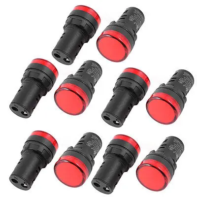 

10Pcs AC380V Energy Saving Red LED Indicator Pilot Signal Light Lamp
