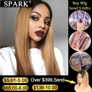 

SPARK Peruvian Ombre Straight Lace Front Human Hair Wigs Pre Plucked 13*4 /4*4 Middle Ratio Lace Frontal wigs Straight Remy hair