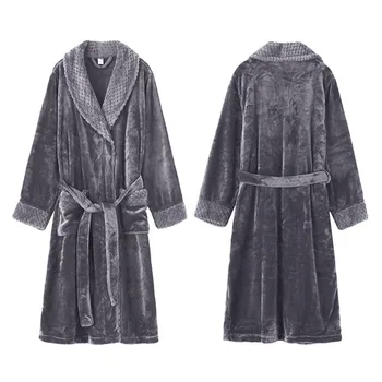 

Autumn Winter Bath Robe Plush Thickened Long Sleeve Home Tie Closure With Pocket Full Length Comfortable Couples Fashion Soft