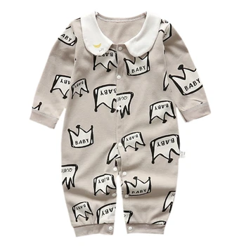 

Cute Newborn Baby Boys Girls Romper Crown Letters Print Long Sleeve Autumn Winter Cotton Rompers Kid Jumpsuit Outfits Clothing