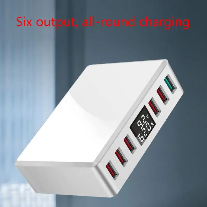 6 портов QC3.0 Смарт USB зарядное устройство быстрозарядная станция Подставка док-станция с ЖК-дисплеем для смартфонов AU EU US UK Plug