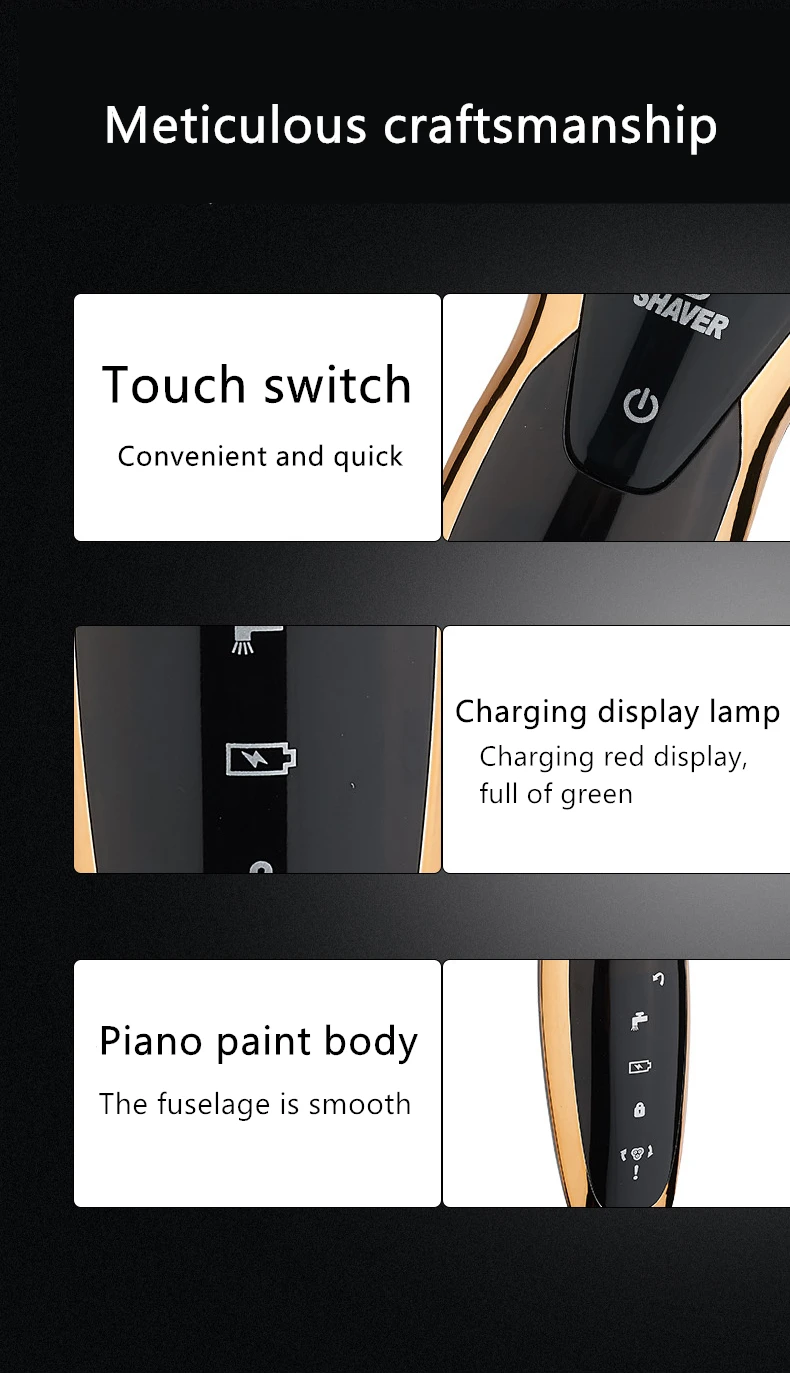 Electric Shaver For Men Rechargeable Men Electric Razor USB 3Blades Portable Water Proof Shaving Machine ZOZEN Electric Shavers