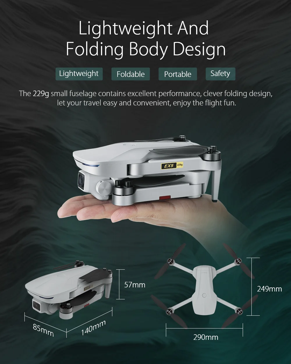 Eachine EX5 5G WIFI 1KM FPV GPS With 4K HD Camera 30mins Flight Time Optical Flow Foldable RC Drone Quadcopter RTF