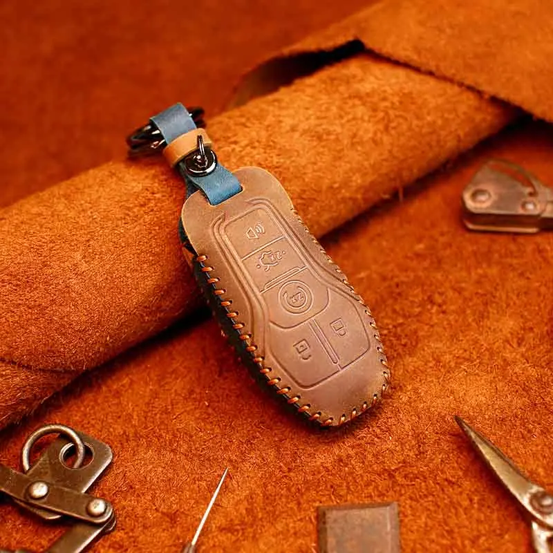 EASYANT Business retro fashion trend car leather key case suitable for Ford key case Fox Mondeo bag Sharp world leather buckle s