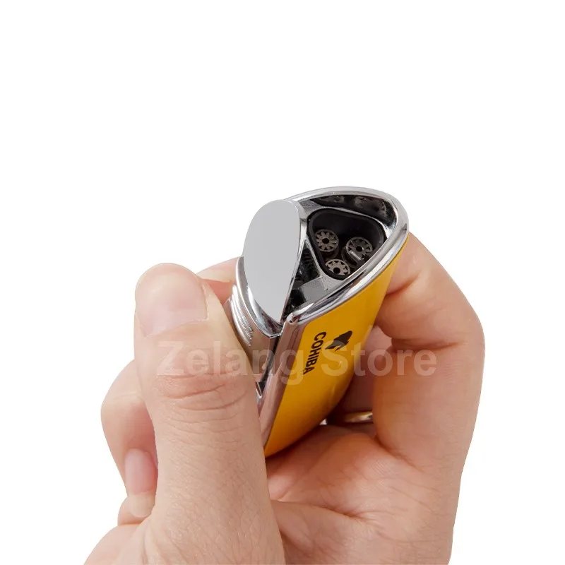 Cohiba cigarette lighter 3 blue flame flashlight cigarette lighter metal windproof portable cigar cutter no box