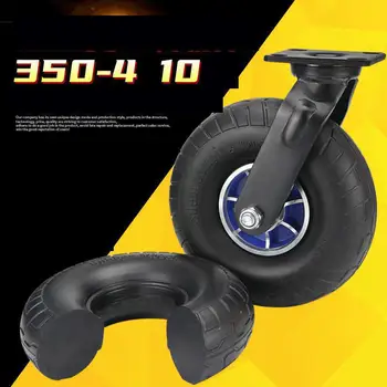 

10 Inch Caster Rubber Wheel Silent Directional/Universal Flat Cart Aluminum Alloy 350-4 Solid Load Heavy