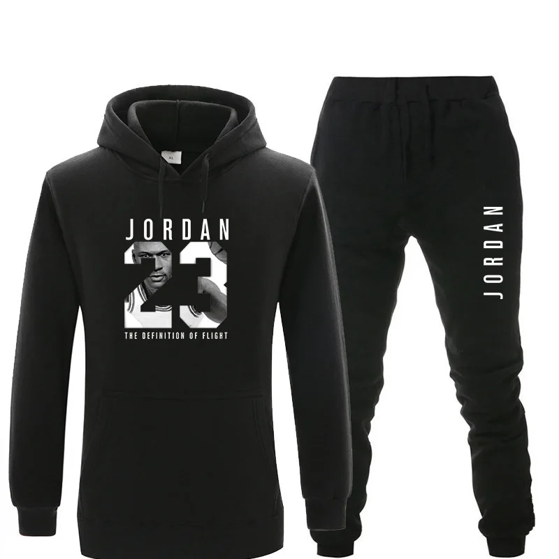 Комплект из 2 предметов JORDAN 23, толстовка с капюшоном+ штаны, брендовая мужская толстовка в стиле хип-хоп с длинным рукавом, мужской спортивный костюм с капюшоном, пальто, повседневная спортивная одежда