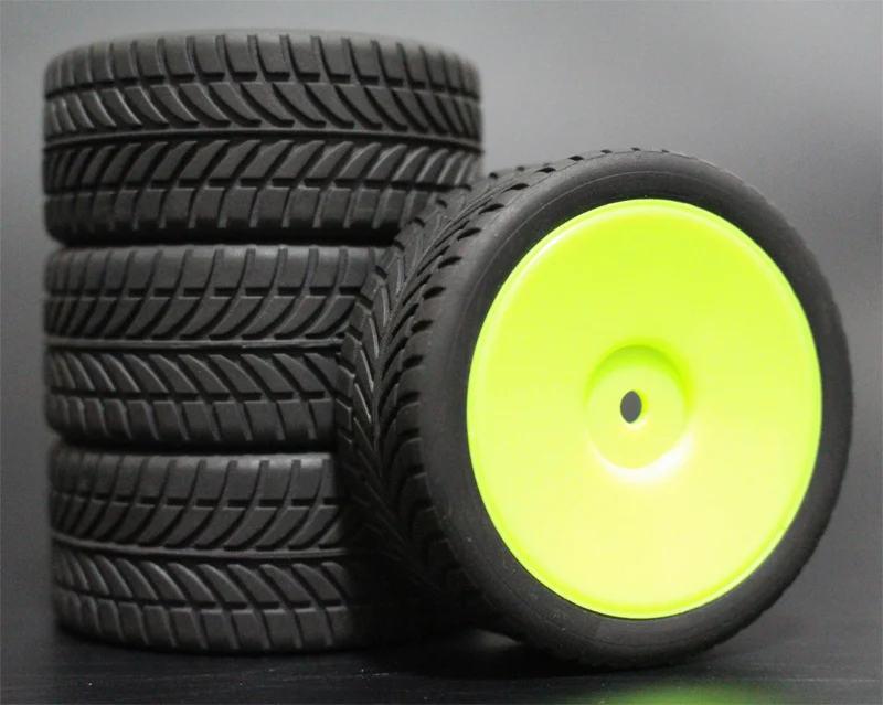 1/10 고무 타이어 RC 레이싱 카 타이어 온로드 휠 림, HSP HPI RC 카 부품 직경 65mm 타이어 94123-94122 에 적합, 4 개