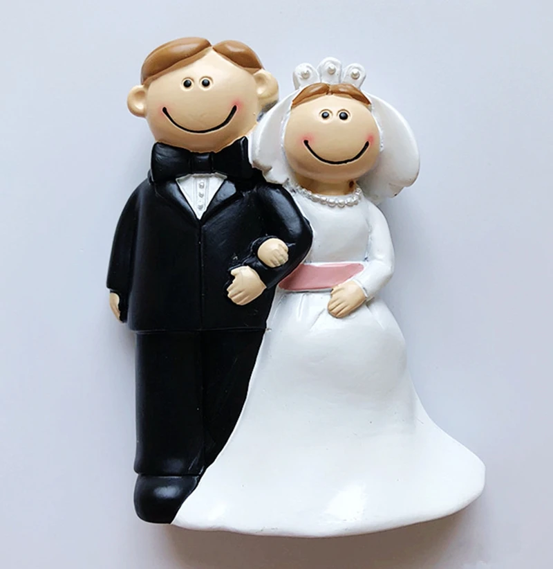 

Handmade Painted Lovers Married Wedding 3D Fridge Magnets Tourism Souvenirs Refrigerator Magnetic Stickers Gift