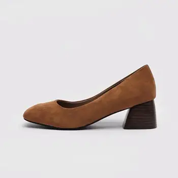 

Single shoe women's thick heel 2020 spring new Korean shallow mouth retro high heel shoes all kinds of women's shoes