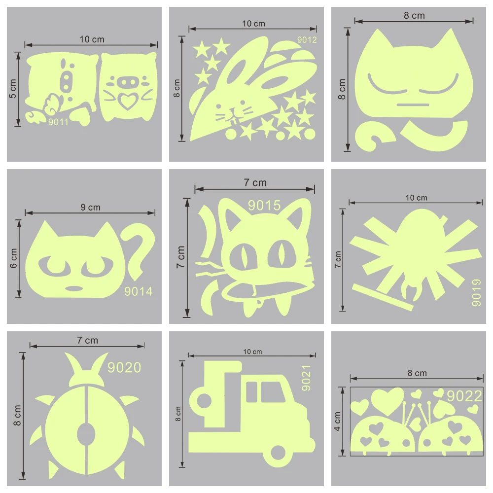 Description Picture 3 of itemFunny Cat Dog Fairy Car Stars Pattern Switch Stickers Glow In The Dark Pvc Decal Kids Room Home Decoration Diy Luminous Wall Art