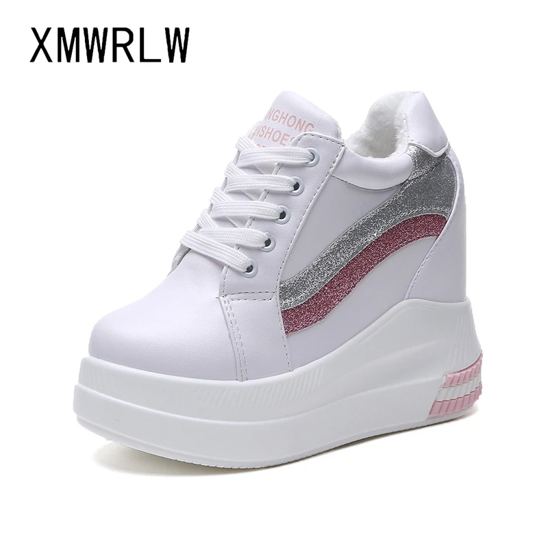 

XMWRLW Women's Winter Sneakers Warm Plush White Shoes For Women Chunky Sneakers 2020 Winter Hidden Heel Female Shoes Sneaker