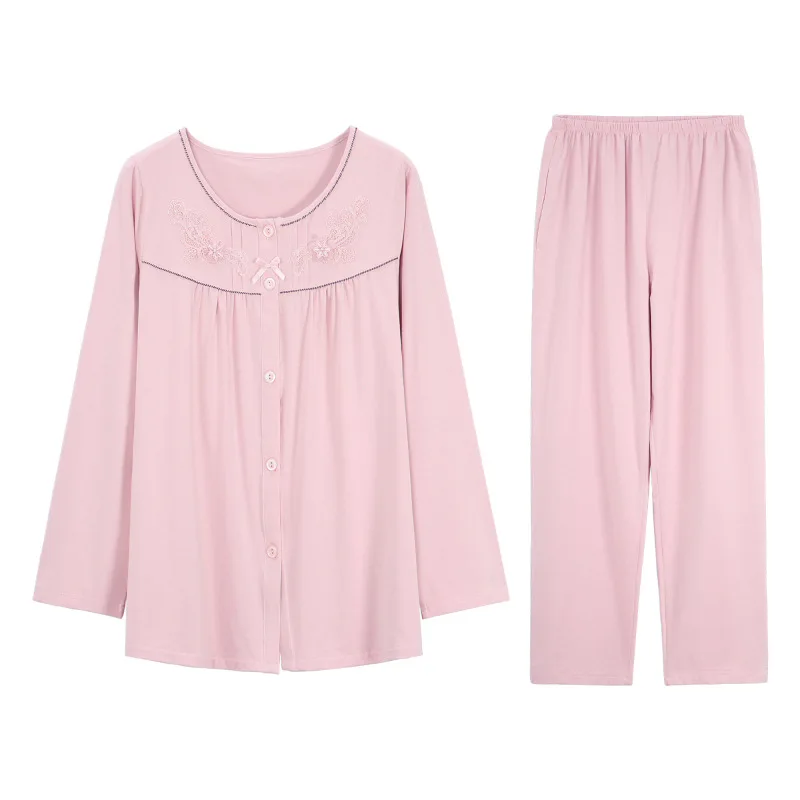 

Modal Pajamas Women's Spring and Autumn Cotton Long-Sleeved Thin Leisure Tops Loose and Plus-sized Suit Home Sleep Pajama