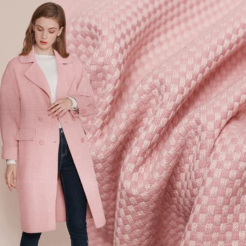 

Red Raspberry Pink Tweed Wollen Wool Fabrics 100%Wool Garment Materials Winter Women Overcoat Jacket Sewing Cloth Freeshipping