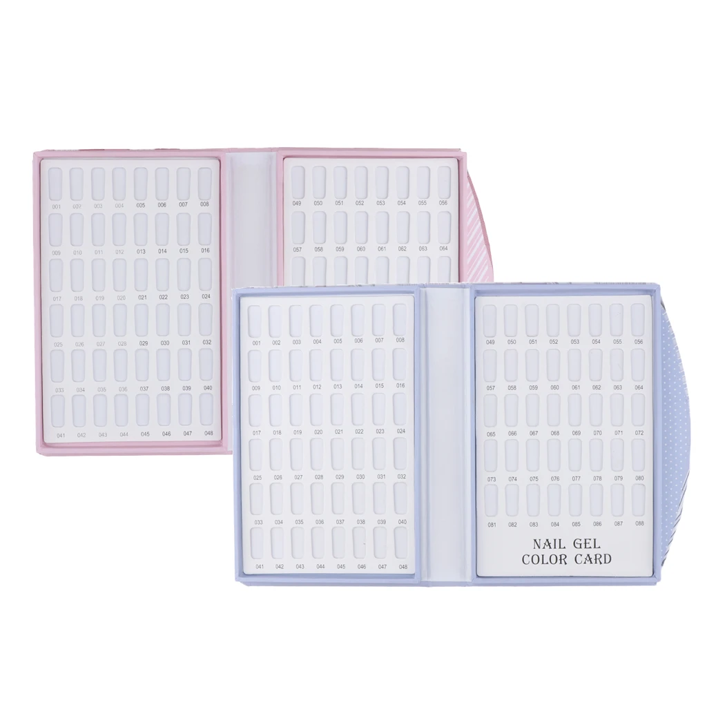 2 Set Total 176 Tips Display Space Book-shaped Nail Polish Color Display Artificial Nails Showing Board Manicure Practice Tools