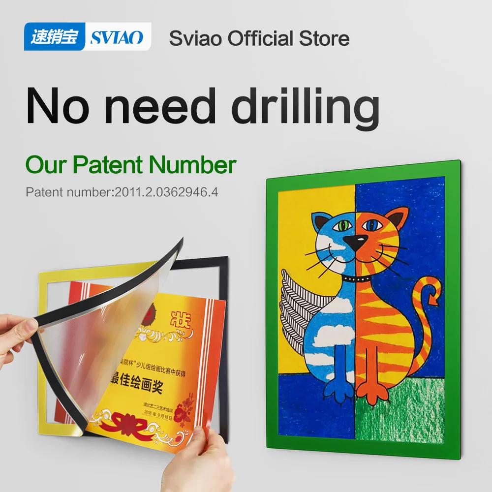 

sviao A3 A4 colorful PVC frame wall mounted display frosting surface picture frame sticker