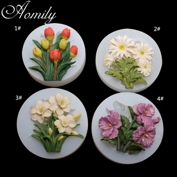 

Aomily Tulip Chrysanthemum Daffodil Violet Silicone Mold Fondant Cake Molds Chocolate Moulds Tools Cake Decorating Baking Tools