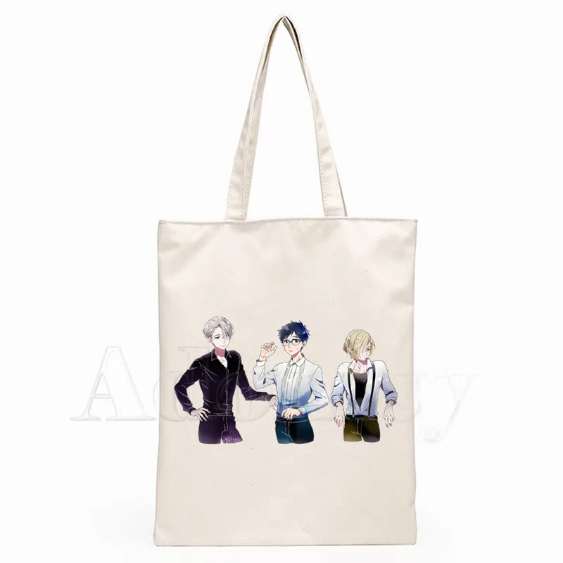 

Yuri On Ice Graphic Cartoon Printed Canvas Shoulder Bag Female Harajuku Funny Large-capacity Eco Environmental Shopper Bag