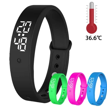 

New V9 Smart Bracelet With Body Temperature Monitoring Precise Display Smart Band Vibration reminder Smart Clock Smart Wristband