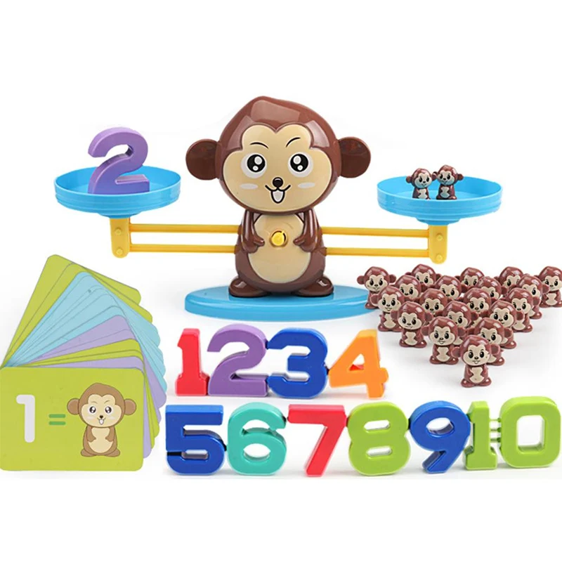 

New Fun Math Kiddie Scale Calculator Cartoon Monkey Intelligence Early Education Toy 2019 Kids Learning Education Toys Gift