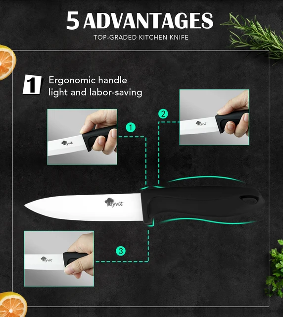 Kitchen knives Ceramic Knives Accessories set 3 Paring 4 Utility 5  Slicing 6 chef Knife+Holder+Peeler Black Blade - Price history & Review, AliExpress Seller - Anhichef Official Store