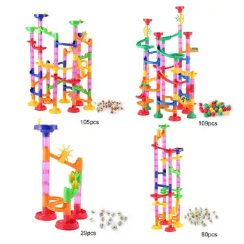 

DIY Track Rolling Ball Maze Building Blocks Stimulate Visual Development 3D Xmas Assembled Toy Added Interest Child Kid Gift