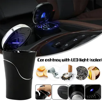 

Car Ashtray With LED Light Flip Cover Solar Powered Car Cigarette Smoking Ashtray Ash Cup Holder