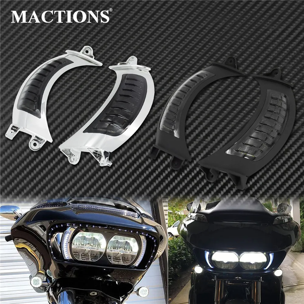 Motorcycle LED Side Marker Turn Signal Amber Light Dual Running Lamp Lights For Harley Touring Road Glide FLTRX 2014-2018 2019