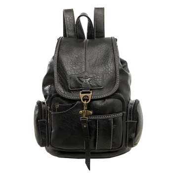 

Women Multi Pocket Large Capacity Fashion With Zipper Backpack Top Handle PU Leather Students Hook Closure Travel Casual Solid