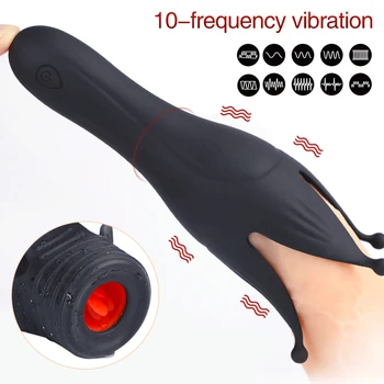 Male Masturbator Automatic Tongue Licking Penis Massage Vibrator Blowjob Masturbater Climax Delay Trainer Glans Vibrator For Men 2