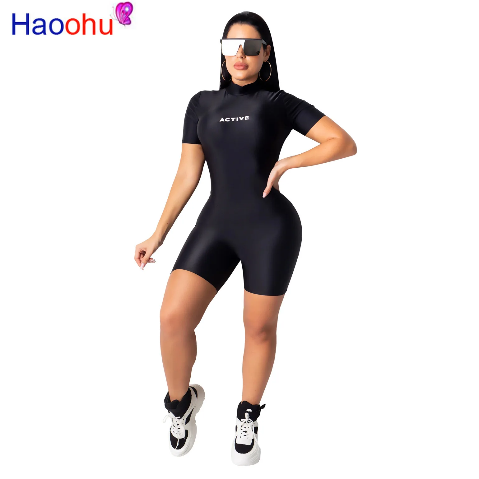 Осень-зима для женщин короткий рукав спортивная одежда узкие Bodycon длиной выше колена комбинезон пикантное, Клубное, вечернее мото Байкер комбинезон, костюм для подвижных игр