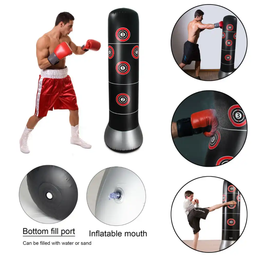 Inflatable Punching Tower Bag Free-standing Boxing Column Tumbler Sandbags Fitness Training for Children Teens Adult