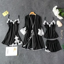 Сексуальная зеленая пижама с ремнем, штаны, комплекты ночных рубашек, кимоно, халат для сна