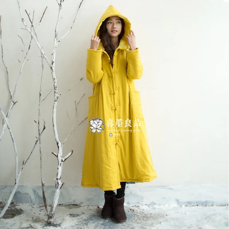 

0249 Hi Ink Origional 2019 Retro Literature And Art Winter Big Hat Handmade Frog Magic Cotton-padded Clothes Cotton-padded Jacke